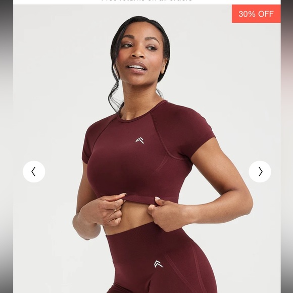 Oner Active EFFORTLESS SEAMLESS SHORT SLEEVE CROP TOP Rosewood - Medium - Picture 1 of 6